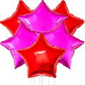 Pink and Red Star Foil Balloons Set – 6 Pack | 18 Inch Star-Shaped Red and Pink Foil Balloons | Metallic Party Balloons for Birthday Decorations, Wedding, Anniversary, Bridal Shower, and Baby Shower