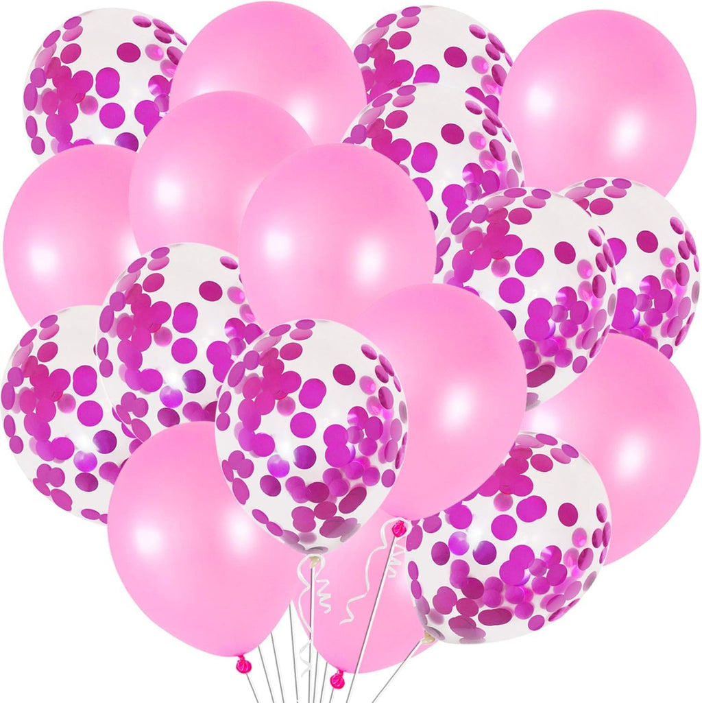 Pink and Pink Confetti Latex Balloons Kit – Pack of 30 | Latex Pink and Confetti Balloons for Birthday Party | Great for Debut Wedding Decorations, Baby and Bridal Shower, Engagement, Anniversary