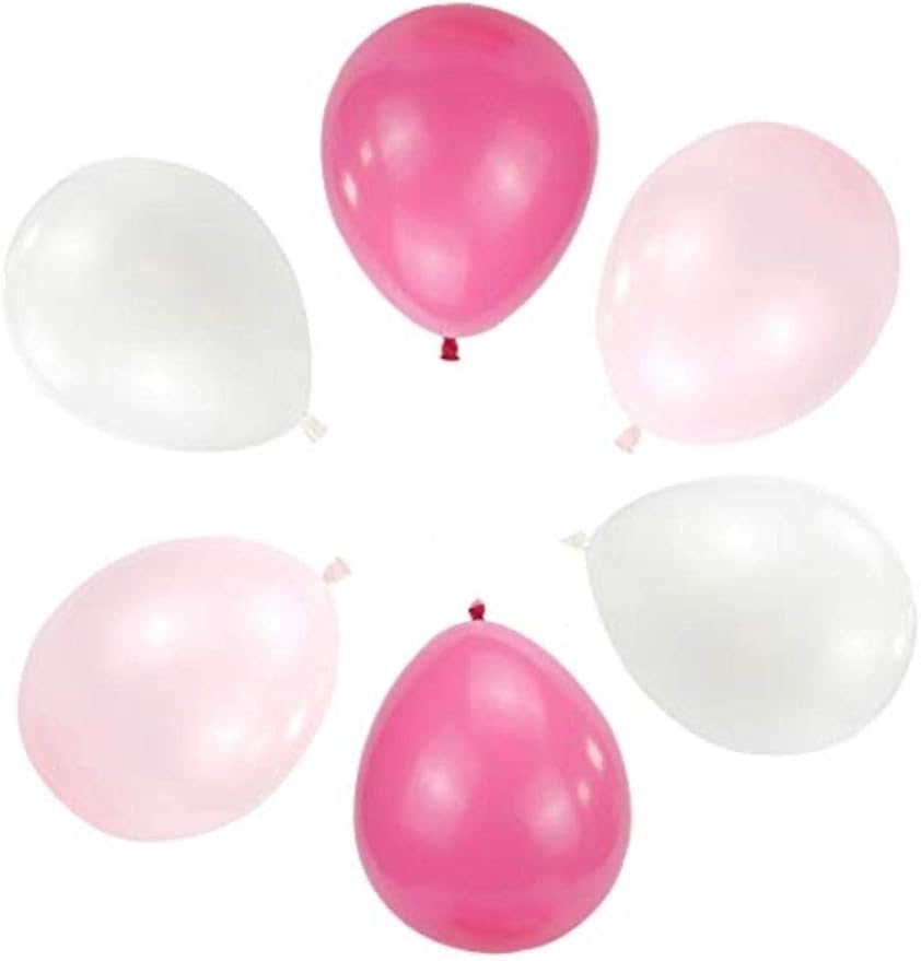 100 PCS 12 Inch Large Big Round White Pink Rose Assorted Color Biodegradable Latex Balloons Bulk Helium Gas or Air Inflated Inflatable for Wedding Party Girls’ Birthday Decorations Supplies Favors