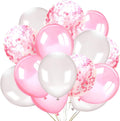 Pink and White Confetti Party Balloons Pack of 30 | Light Pink and White Confetti Latex Balloon Decorations Supplies | Great for Birthday Party Backdrop, Baby Bridal Shower, Wedding
