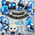 Boss Baby Theme Birthday Decorations Kit - 55 Pcs With Happy Birthday Banner (Cardstock), Blue Balloons