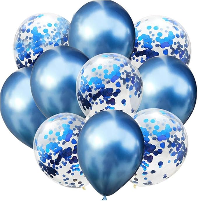 10Pcs/Set Confetti Balloon And Metallic Balloons Mixed Amazing Shinning Sight For Your Party Wedding Bedroom Decoration, One Size