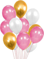 Pink, Golden, and White Metallic Balloons – 50 Pcs for Birthday Decoration or General Party Use