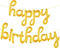 Gold Cursive Happy Birthday Banner – 16 Inch Balloon Banner, Decorations for Birthday Party