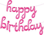 Pink Birthday Banner – 16 Inch | Hot Pink Balloons, Decorations | Happy Birthday Banner, Party Decorations