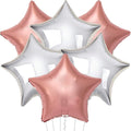 Rose Gold and Silver Star Balloons – 18 Inch, Pack of 6 Rose Gold Star Foil Balloons for Birthday Party Decorations Elegant Mylar Star Balloons in Rose Gold and Silver – Perfect for Silver & Rose Gold