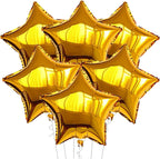 Gold Star Balloons for Party Decoration - Pack of 6, 18 Inch | Twinkle Little Star Gold Foil Balloons for Birthday | Star Shaped Balloon for Baby Shower, Wedding, Magical Prom, Engagement, Anniversary
