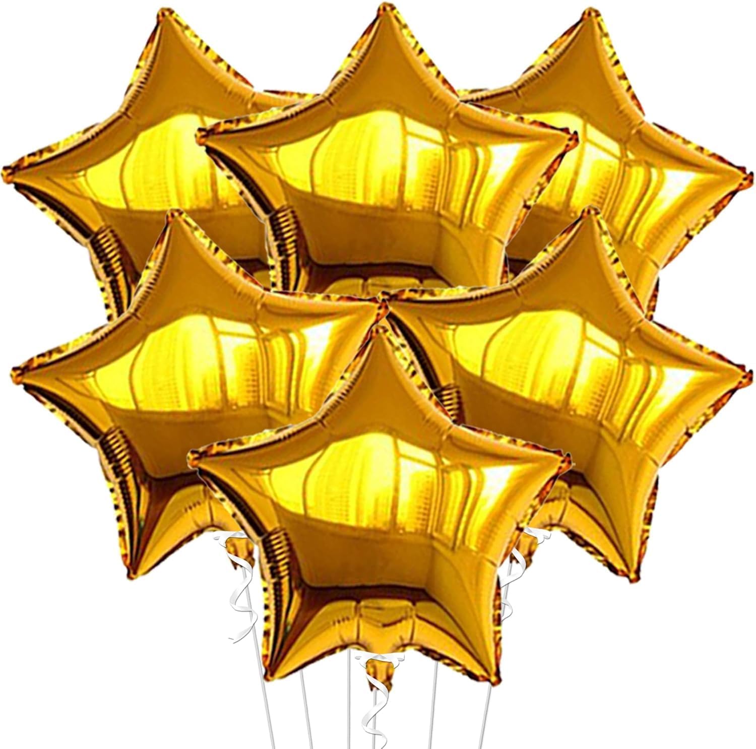 Gold Star Balloons for Party Decoration - Pack of 6, 18 Inch | Twinkle Little Star Gold Foil Balloons for Birthday | Star Shaped Balloon for Baby Shower, Wedding, Magical Prom, Engagement, Anniversary