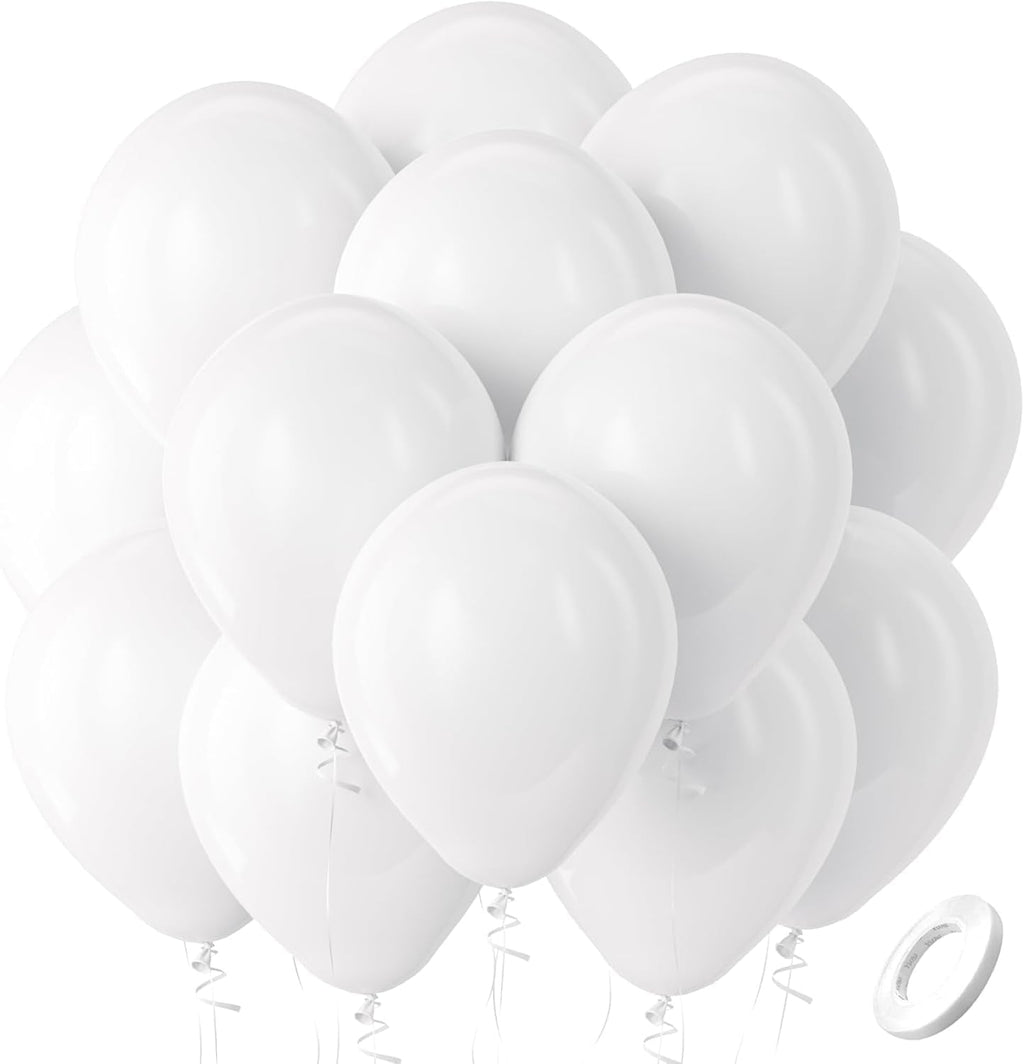 White Balloons Latex Party Balloons, 100 Pack 12 inch Round Helium Balloons for White Themed Wedding Graduation Birthday Party Backdrop 4th of July Decorations Independence Day
