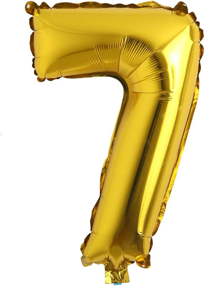 16" inch Single Gold Alphabet Letter Number Balloons Aluminum Hanging Foil Film Balloon Wedding Birthday Party Decoration Banner Air Mylar (16 7)