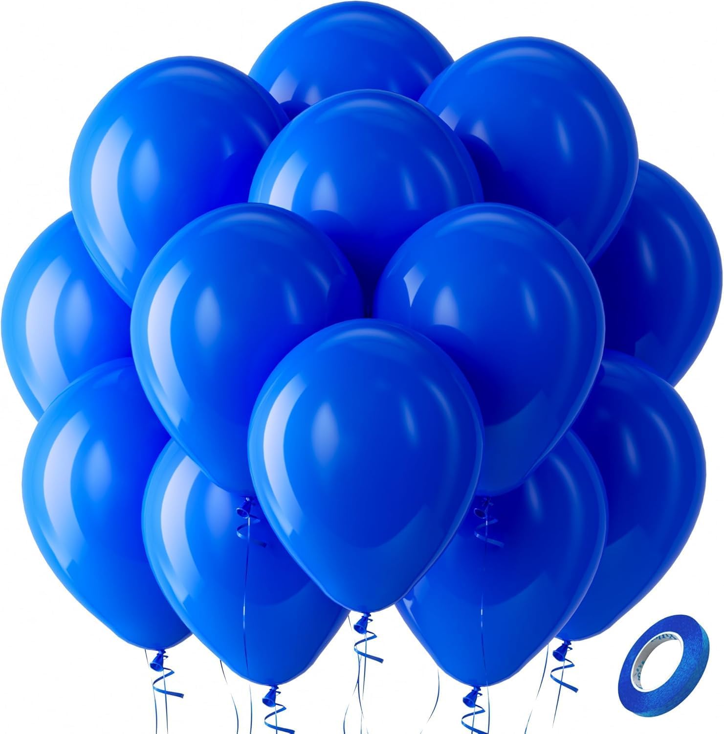 Royal Blue Latex Party Balloons - 100 Pack 12 inch Round Helium Blue Balloons for Birthday, Graduation, Baseball, Nautical, 4th of July, Independence, Memorial Day, Patriotic Party Decorations