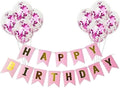 9 Pcs Happy Birthday Decoration Set – Pink "Happy Birthday" Banner with Confetti Balloons and Ribbon – Birthday Party Decoration for All Ages