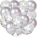 Silver and Silver Confetti Latex Balloons Kit - Pack of 30 | Latex Silver and Confetti Balloons for Birthday | Shiny Silver Confetti Balloons for Wedding Decorations, Anniversary, Bridal, Baby Shower
