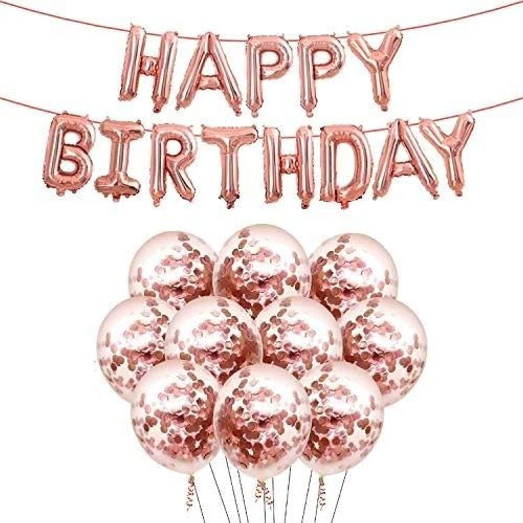 24 Pcs Rose Gold Happy Birthday Decoration Items for Birthday Decoration Girls, Women, Wife or Party Decorations for Birthday