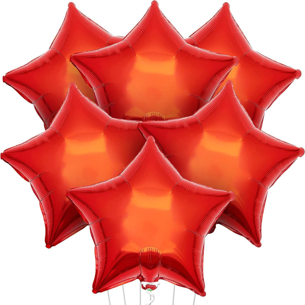 Red Star Balloons for Party Decoration - Pack of 6, 18 Inch | Twinkle Little Star Red Foil Balloons for Red Themed Birthday | Star Shaped Balloon for Wedding, Engagement, Anniversary, Bridal Shower