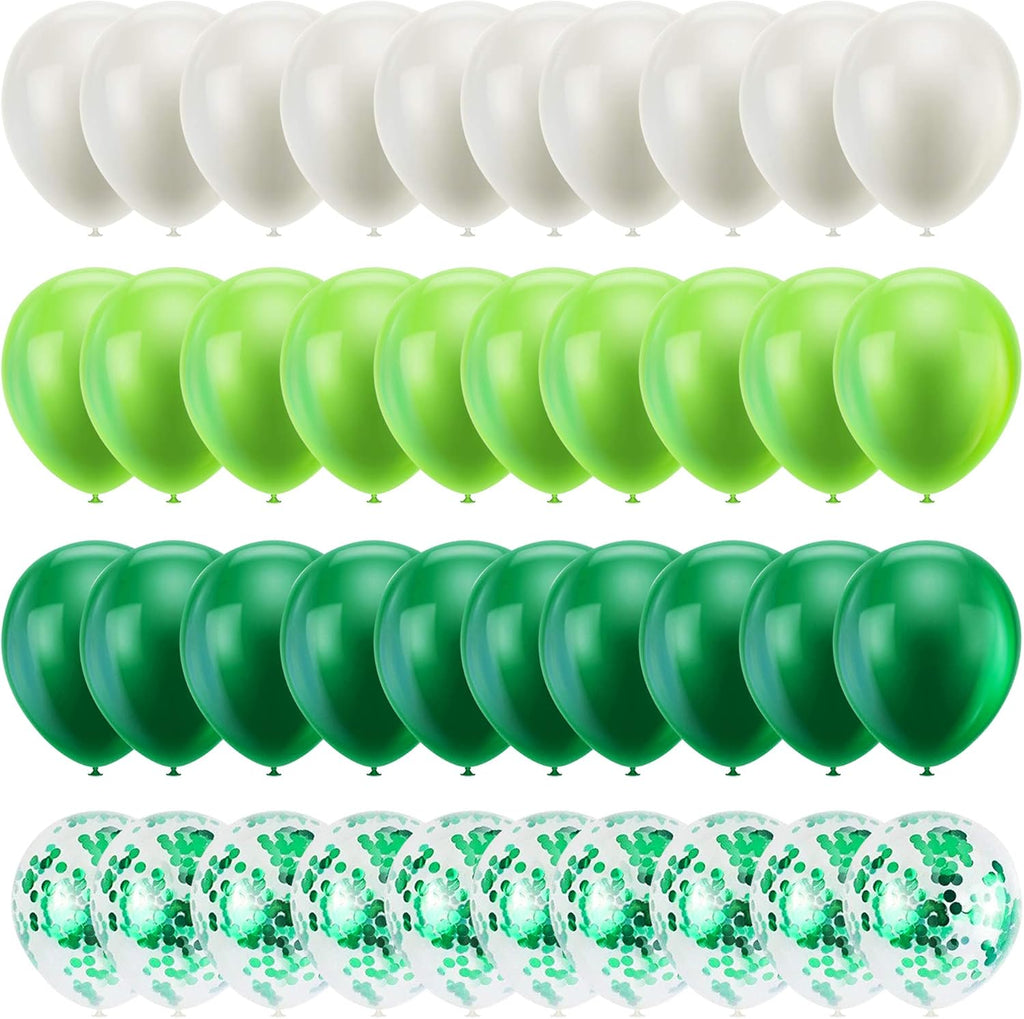 40Pcs 12 Inches St. Patrick'S Day Latex Balloons Confetti Balloons Set - Green & White Balloons Helium Balloons For Saint Patty'S Day Irish Party Decorations Supplies
