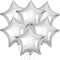 Silver Star Balloons for Party Decoration - Pack of 6, 18 Inch | Twinkle Little Star Silver Balloons for Birthday | Star Shaped Balloon for Baby Shower, Wedding, Magical Prom, Engagement, Anniversary