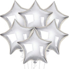 Silver Star Balloons for Party Decoration - Pack of 6, 18 Inch | Twinkle Little Star Silver Balloons for Birthday | Star Shaped Balloon for Baby Shower, Wedding, Magical Prom, Engagement, Anniversary