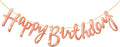 Happy Birthday Cardstock Rose Gold Pack of 1 Cursive Banner Party Decoration Item With Ribbon Girl Princess Theme Bunting