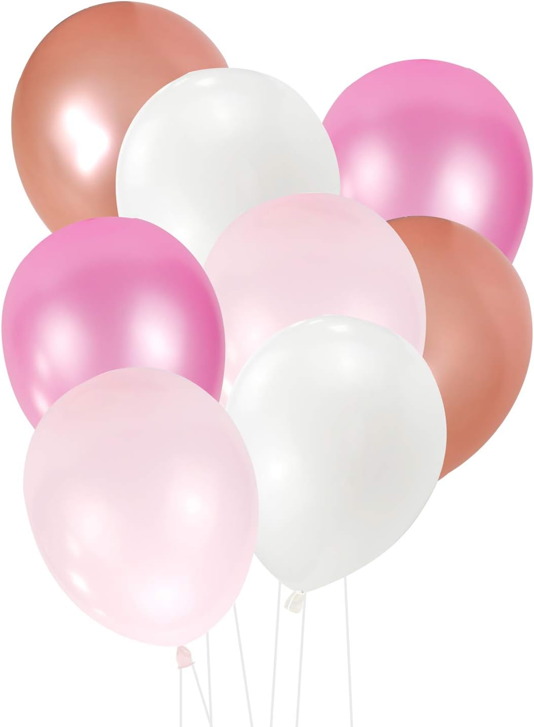 100 PCS 12” Pearlized 4 Assorted Colors Latex Balloons Pink Rose Gold White Large Big Round Thick Shiny Pearlescent Biodegradable Bulk Helium Gas Air Inflated Kids Birthday Party Decorations Supplies