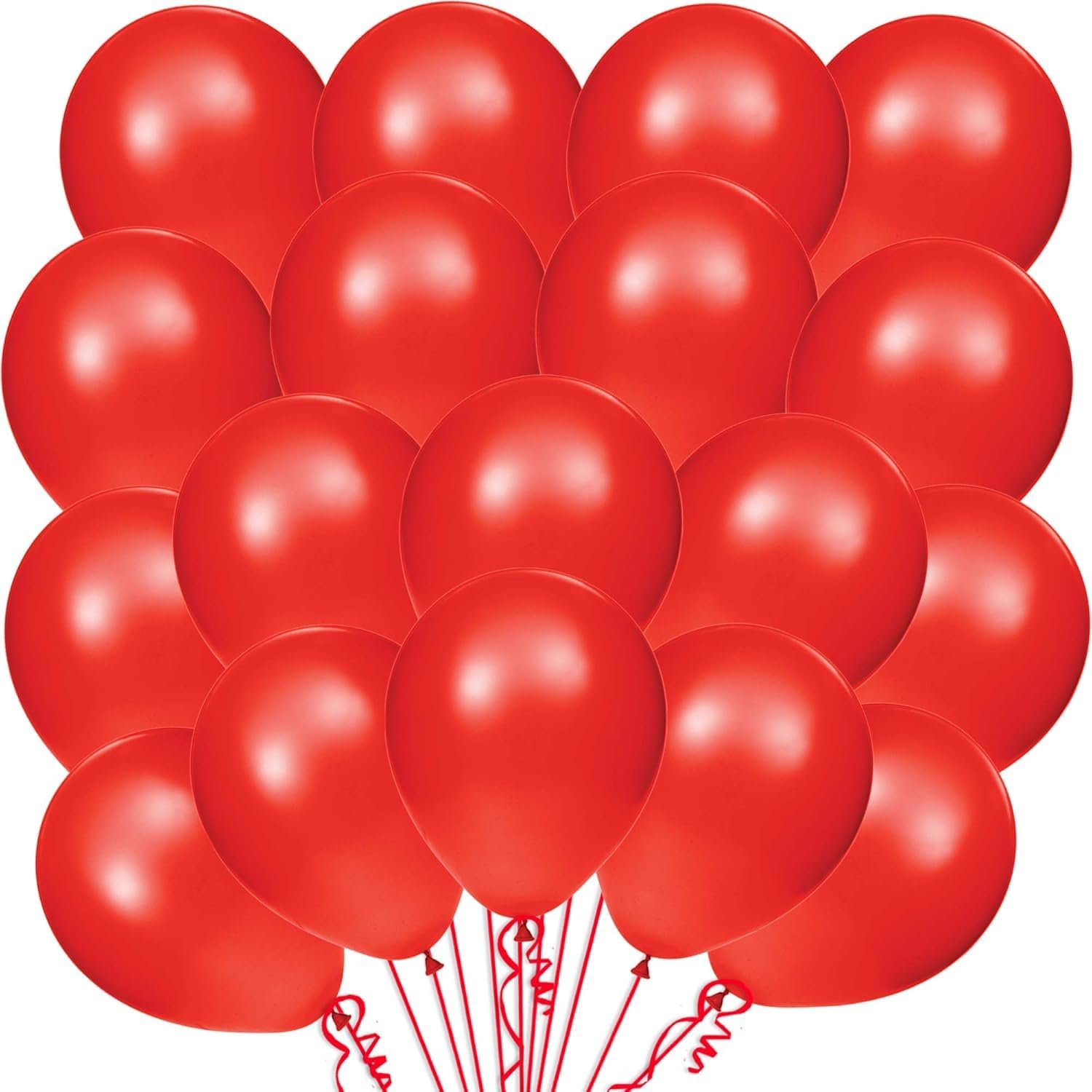 Red Latex Balloons Kit - Pack of 30 | Bright Red Balloons for Wedding Decorations | Chrome Latex Ruby Red Party Balloons for Birthday, Anniversary, Valentines Decoration, Proposal, Christmas
