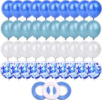 40PCS 12 inch Blue Latex Balloons Foil Confetti Balloons Decorative Balloons with 3pcs ribbon for Weddings Birthday Graduation Party Supplies (Blue)