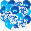 Shades of Blue Balloons Set – Pack of 30 Blue Latex Balloons | Blue Confetti Balloons, Under the Sea Balloons | Blue and White Party Balloons for Baby Shower, Birthday, Blue Party Decorations