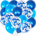 Shades of Blue Balloons Set – Pack of 30 Blue Latex Balloons | Blue Confetti Balloons, Under the Sea Balloons | Blue and White Party Balloons for Baby Shower, Birthday, Blue Party Decorations