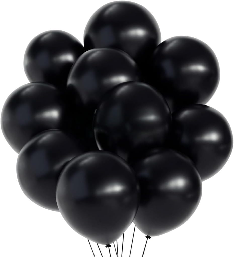 50 Pcs Black Metallic Balloons for Birthday, Anniversary, Baby Shower - Party Decorations for Kids