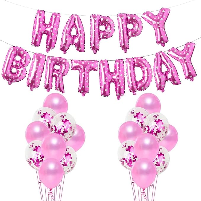 25Pcs Golden Happy Birthday Foil Balloon, Confetti and Metallic Balloons Combo for Birthday Decoration Items for Kids