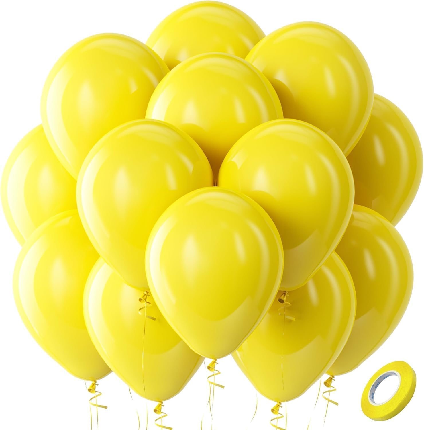 Yellow Balloons Latex Party Balloons - 100 Pack 12 inch Round Helium Yellow Balloons for Birthday Sunflower Party Decorations