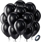 Black Balloons Latex Party Balloons – 100 Pack, 12 Inch Round Helium Balloons for Black Themed Wedding, Graduation, Anniversary, Birthday Party Backdrop Decorations