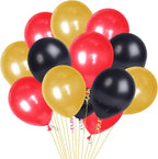 Golden Red Black Balloons - 100 pcs for Happy Birthday Balloon Decoration for Boys, Men, Husband/Balloon Garland Kit/Metallic Helium Balloons/Balloon Items for Décor