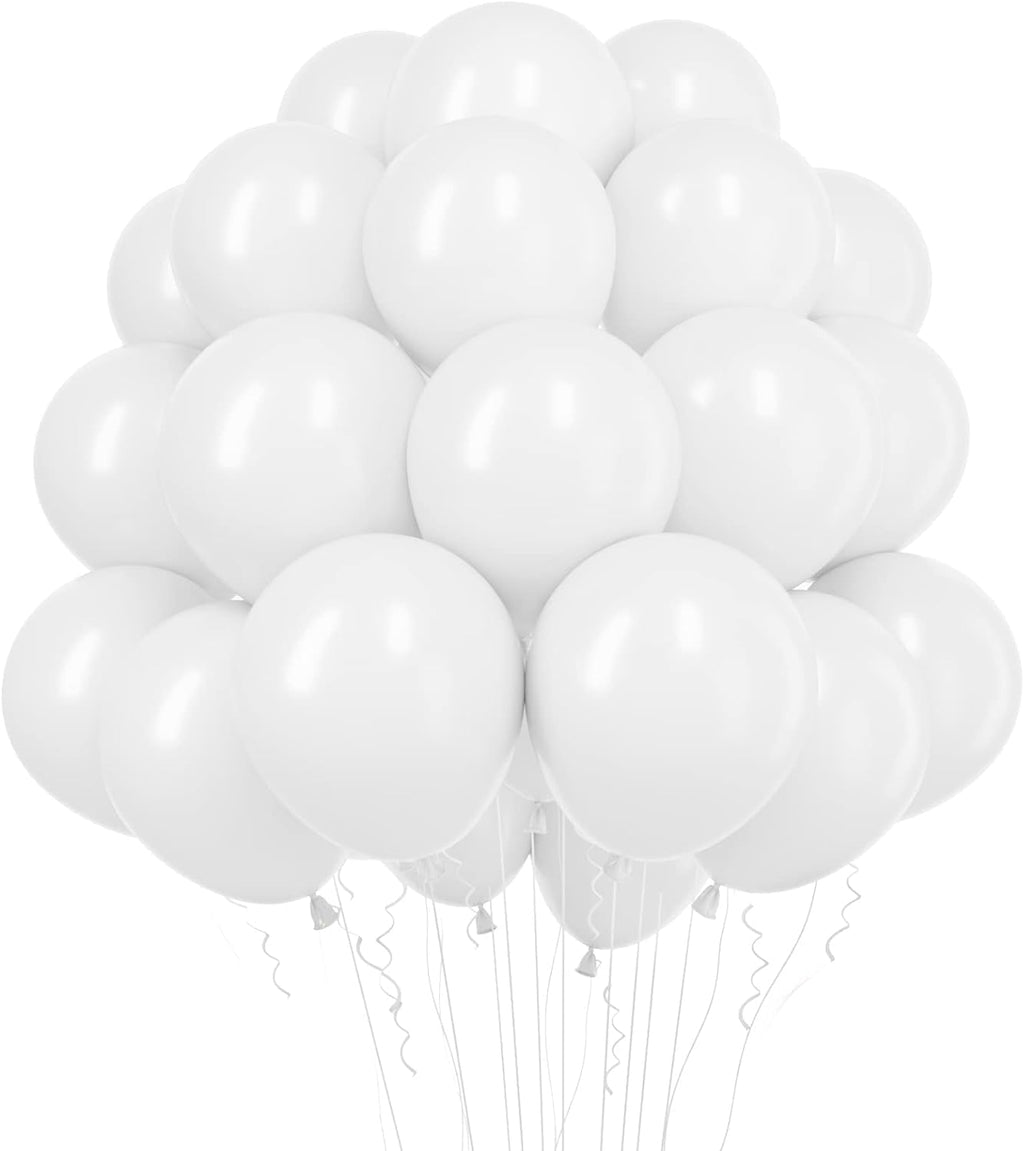 50 Pack White Balloons 12 Inch, Red Latex Balloons for Kids Party balloons Supplies Wedding Birthday Bridal Shower Decorations.