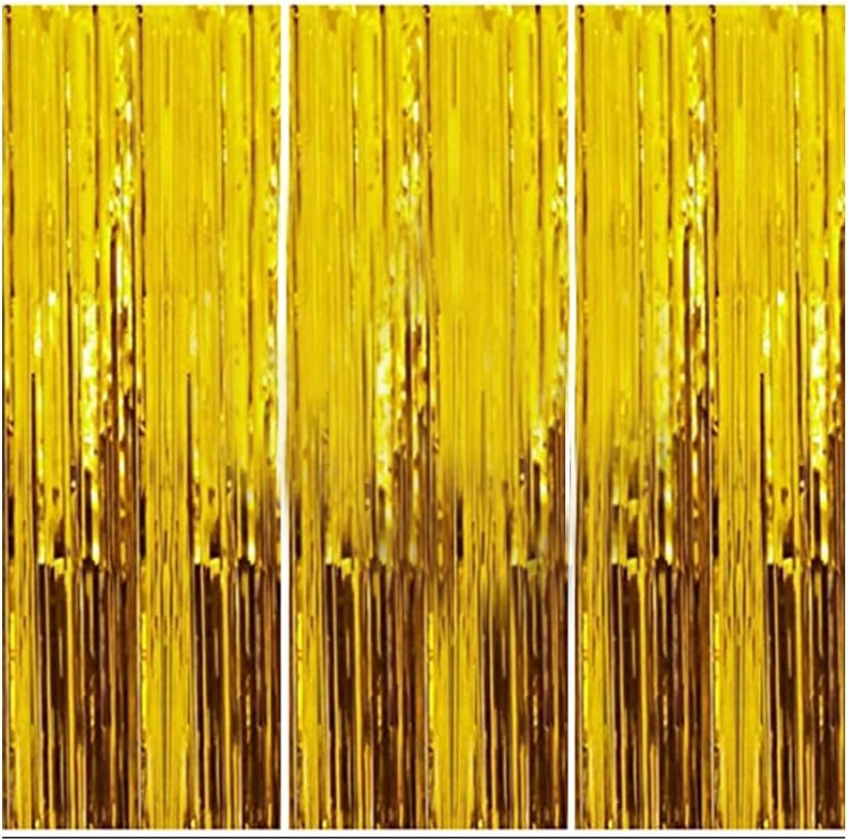 3Pcs Gold Foil Fringe Curtain – Foil Metallic Fringe Shimmer Backdrop Curtains for Birthday Party Decorations. These gold birthday curtains are ideal for baby showers and special celebrations. Each cu