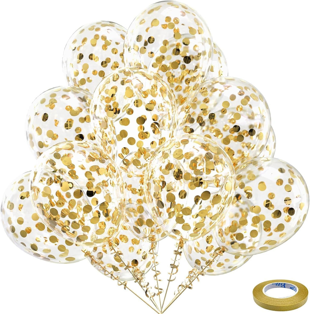 Gold Confetti Latex Party Balloons – 60 Pack, 12 Inch Helium Gold Confetti Balloons for Wedding, Graduation, Baby Shower, Birthday Party Decorations