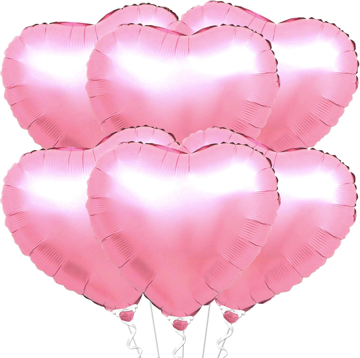 Pink Heart Balloons for Party Decoration - Pack of 6, 18 Inch | Foil Heart Shaped Balloons for Wedding Decorations | Pink Balloons for Engagement, Bridal Shower, Valentines Decorations or Anniversary