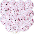 Pink and White Paper Confetti Party Balloons - Pack of 30,12 Inch | Light Pink, White Confetti Latex Balloon Decorations | Great for Birthday Party Décor Backdrop, Baby and Bridal Shower, Wedding