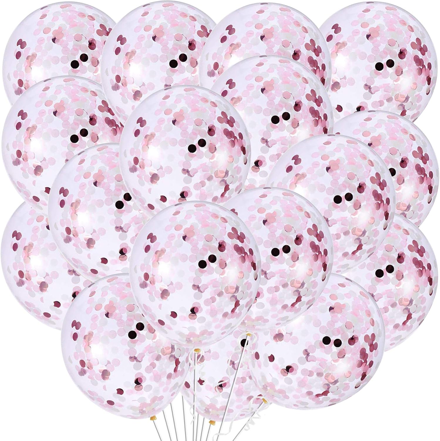 Pink and White Paper Confetti Party Balloons - Pack of 30,12 Inch | Light Pink, White Confetti Latex Balloon Decorations | Great for Birthday Party Décor Backdrop, Baby and Bridal Shower, Wedding