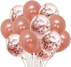 Pack of 18 Pcs Rose Gold Latex & Confetti Balloons for Birthday Decoration Items/Balloons for Birthday Party