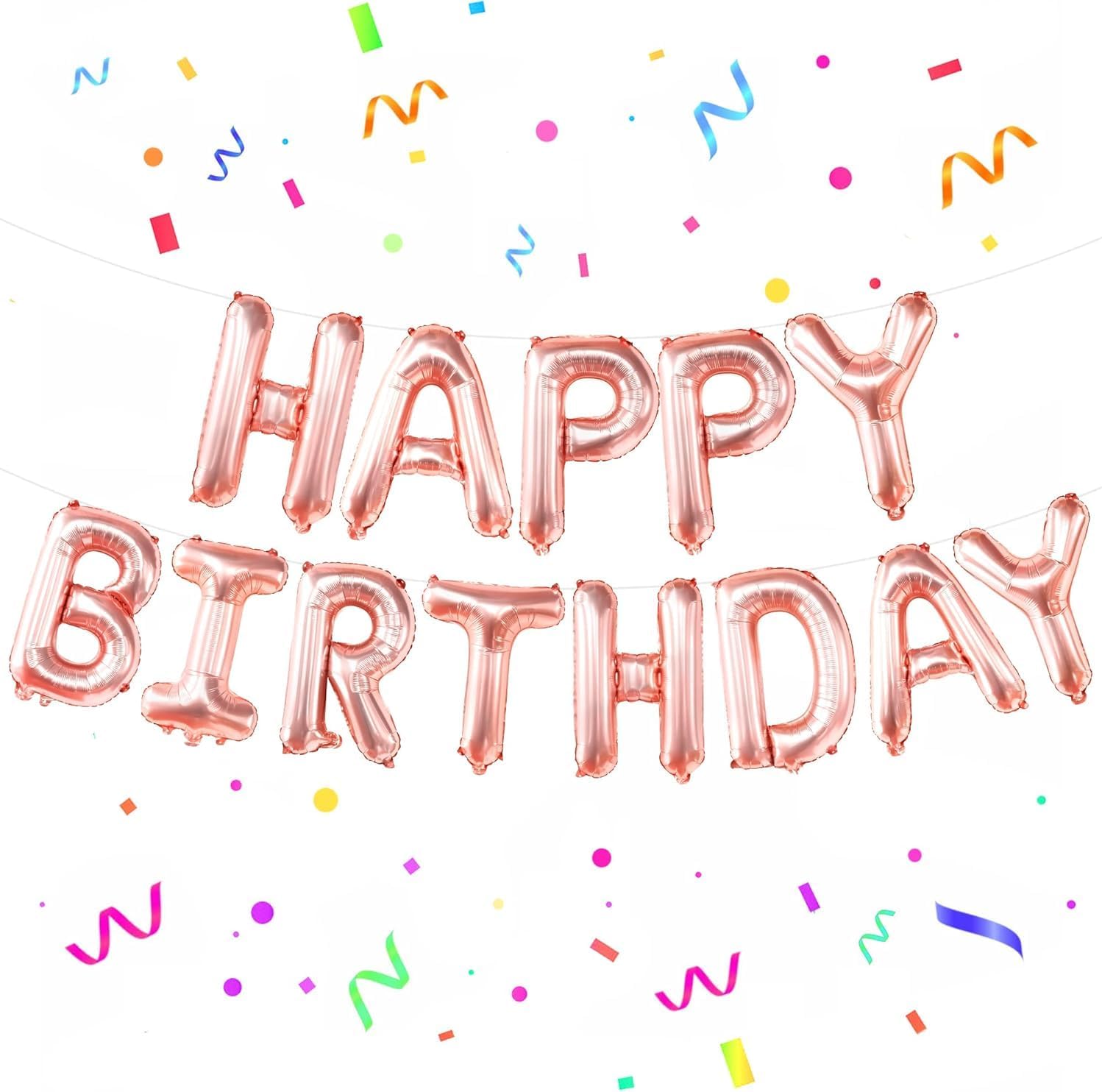 Rose Gold Happy Birthday Banner – 16 Inch Balloons | Sign for Girls | Decorations and Backdrop
