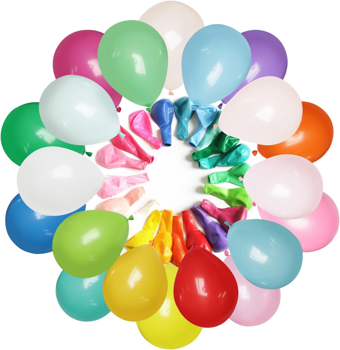 200 PCS 12-inch Assorted Color Latex Balloons 20 Different Rainbow Colors Large Big Round Thick Biodegradable Bulk Helium Gas or Air Inflated for Kids Birthday Party Decorations Supplies Favors