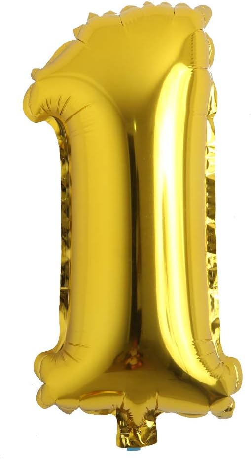 16" Inch Single Gold Alphabet Letter Number Balloons Aluminum Hanging Foil Film Balloon Wedding Birthday Party Decoration Banner Air Mylar Balloons (16 Inch Gold 1)