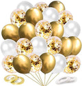 60 pcs Gold Metallic Balloons Set, Gold Confetti Balloons, Gold White Balloons for Wedding, Birthday, Graduation, Bridal Shower, Baby Shower Party Decoration