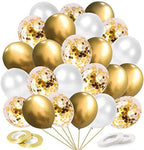 60 pcs Gold Metallic Balloons Set, Gold Confetti Balloons, Gold White Balloons for Wedding, Birthday, Graduation, Bridal Shower, Baby Shower Party Decoration