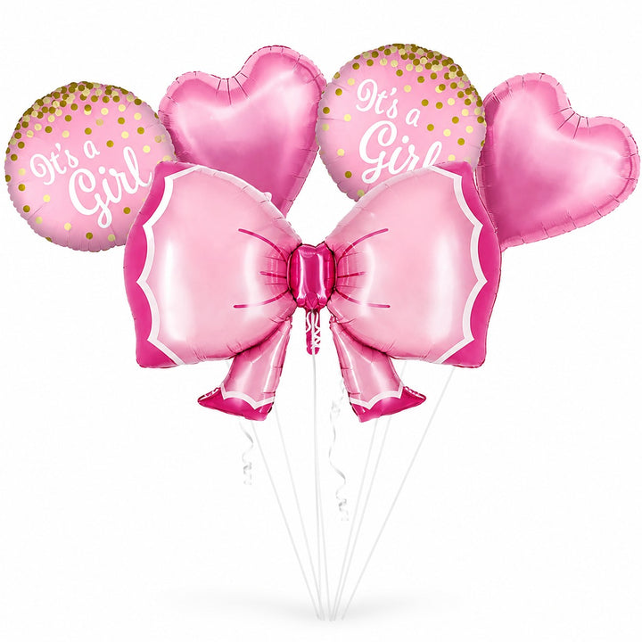 Its a Girl Pink Theme 5 Pcs Foil Balloon Set – Decorative Balloons for Party Decorations