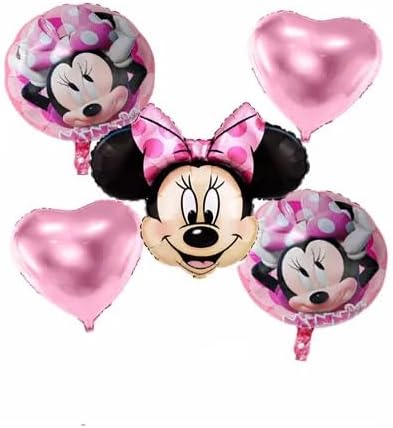 Minnie Mouse Theme 5 Pcs Foil Balloon Set – Decorative Balloons for Party Decorations