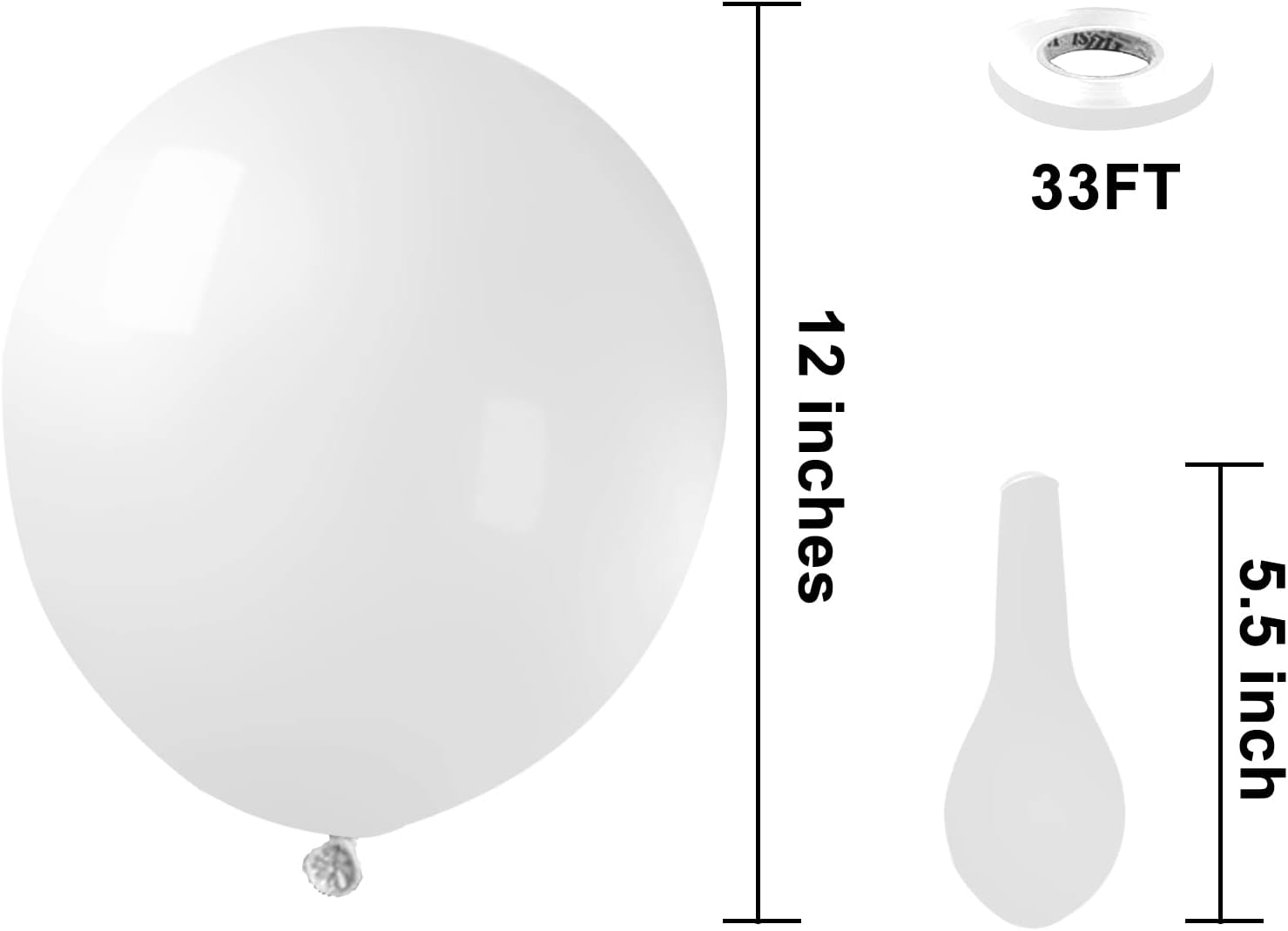 White Balloons Latex Party Balloons - 50 Pack 12 inch Helium Matte White Balloons for Wedding Graduation Baby Shower Birthday Anniversary Party Decorations