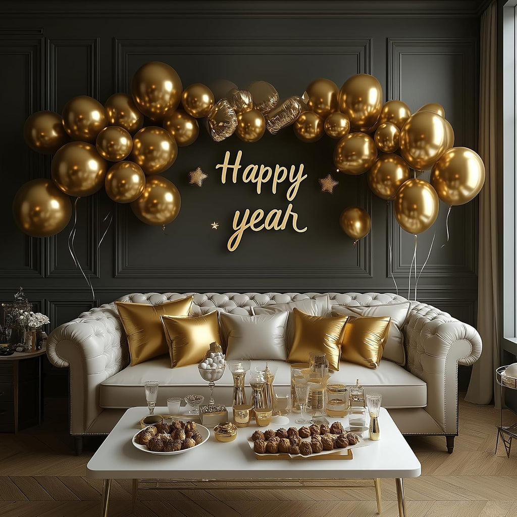 Gold Metallic Chrome Latex Balloons – 100 Pack, 12 inch Gold Round Helium Balloons for Wedding, Graduation, Anniversary, Baby Shower, and Birthday Party Decorations