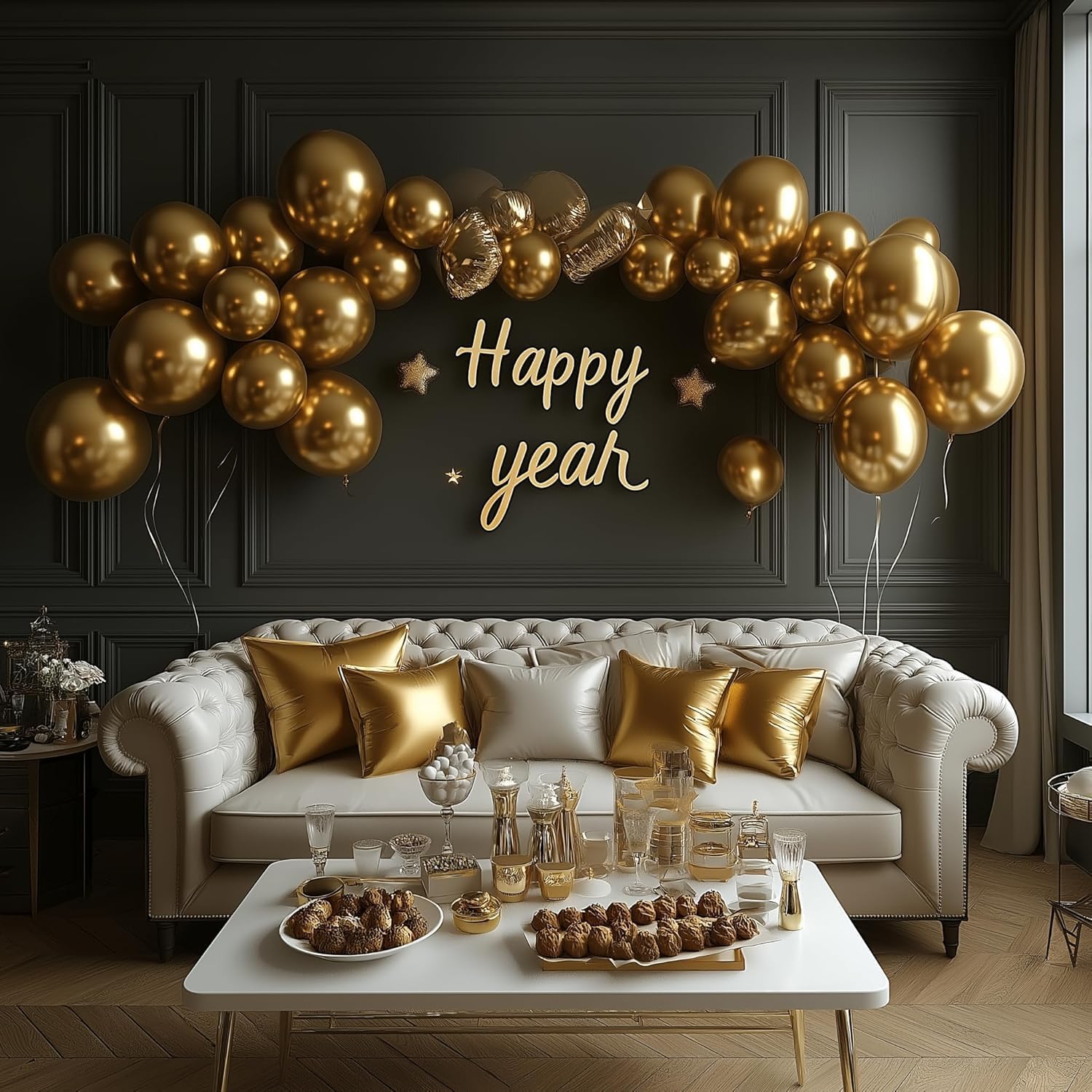 Gold Metallic Chrome Latex Balloons – 100 Pack, 12 inch Gold Round Helium Balloons for Wedding, Graduation, Anniversary, Baby Shower, and Birthday Party Decorations